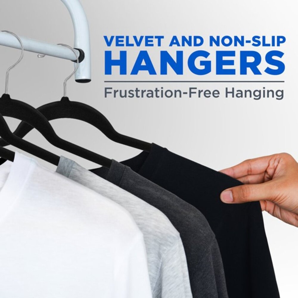 NEW Lot of 10x Velvet Clothes Hangers, Non-Slip, Swivel Hook, Multiple Colors! - Picture 9 of 10